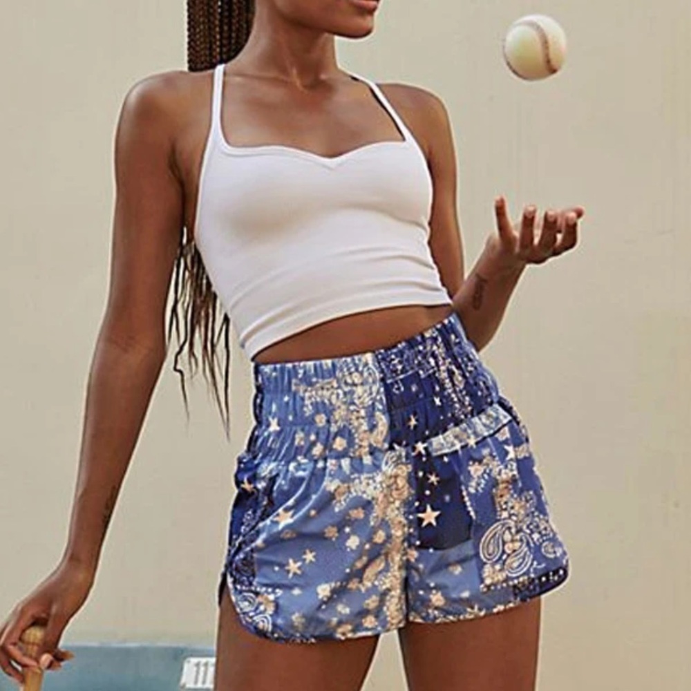 Free People Movement Blue Pattern The Way Home Shorts